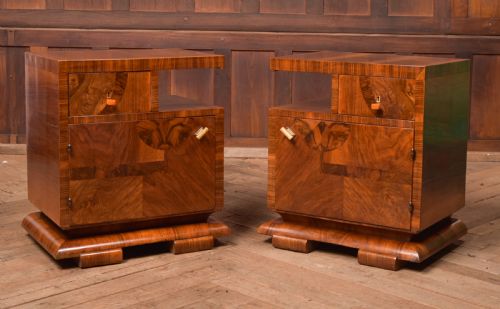 Art Deco Walnut Bedside Cabinets