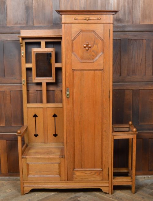 Edwardian Oak Hall Stand / Cupboard