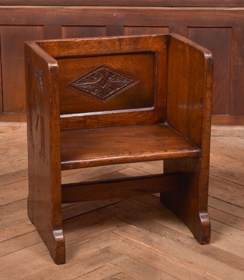 Victorian Oak Child's Hall Seat