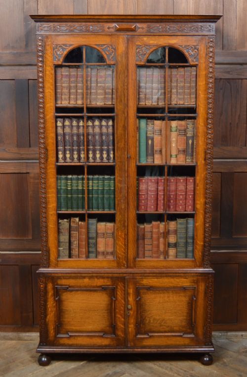 Edwardian Oak Bookcase/ Display Cabinet