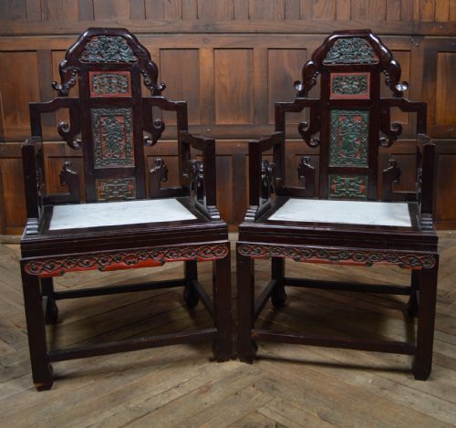 PAIR OF CHINESE ARM CHAIRS - ADDITIONAL PHOTO 9