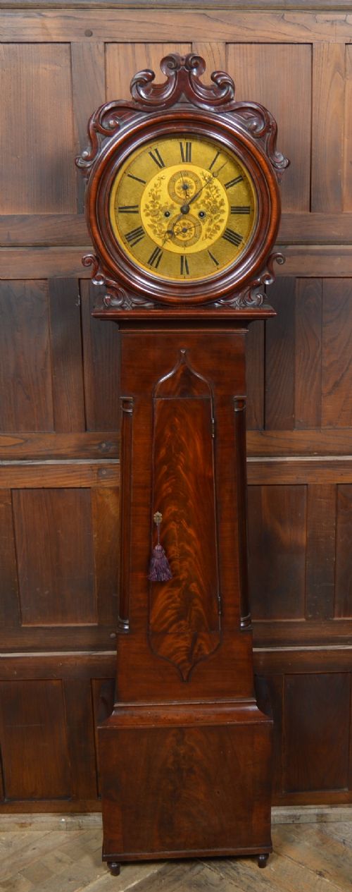 VICTORIAN SCOTTISH MAHOGANY DRUM HEAD LONGCASE CLOCK
