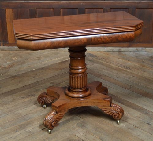 WILLIAM IV MAHOGANY FOLD OVER TEA TABLE