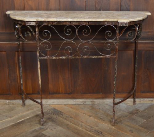 Cream Marble Top Wrought Iron Console/ Hall Table