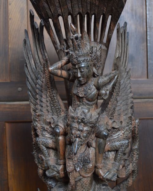 INDONESIAN HARDWOOD FIGURE OF VISHNU GARUDA AND DRAGONS - ADDITIONAL PHOTO 6