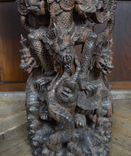 INDONESIAN HARDWOOD FIGURE OF VISHNU GARUDA AND DRAGONS - ADDITIONAL PHOTO 7