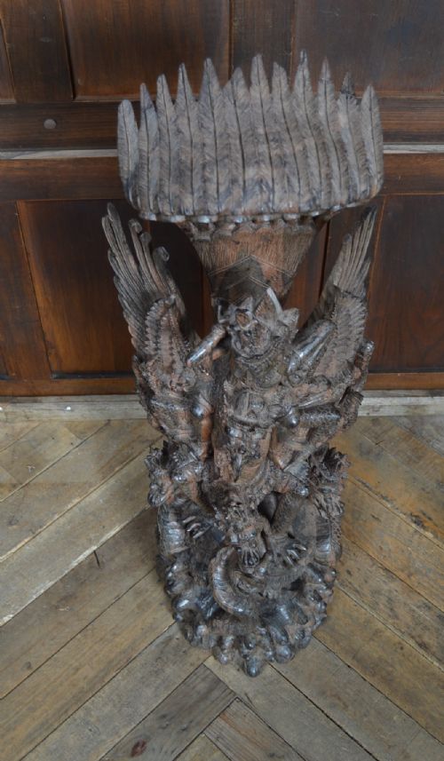 INDONESIAN HARDWOOD FIGURE OF VISHNU GARUDA AND DRAGONS - ADDITIONAL PHOTO 8