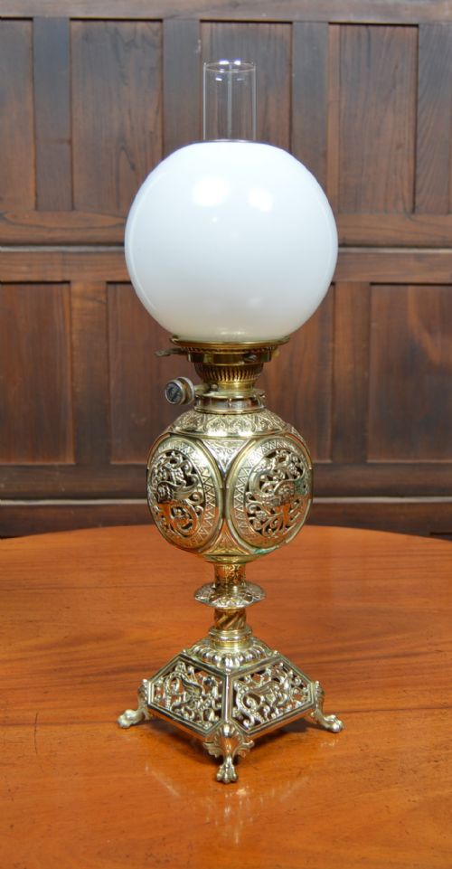 Victorian Brass Hink and Sons Oil Lamp