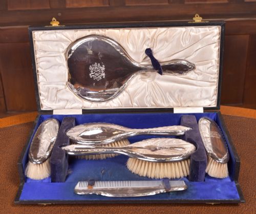 Walker and Hall Silver Dressing Table Set
