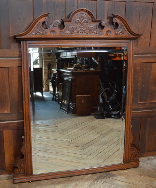 Victorian Oak Over Mantle Mirror