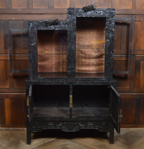 Chinese Ebonised Display Cabinet