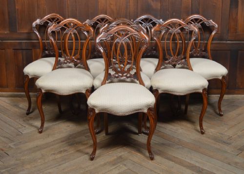 Set of 8 Victorian Walnut Dining Chairs