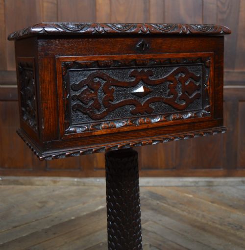 VICTORIAN OAK TEAPOY - ADDITIONAL PHOTO 3