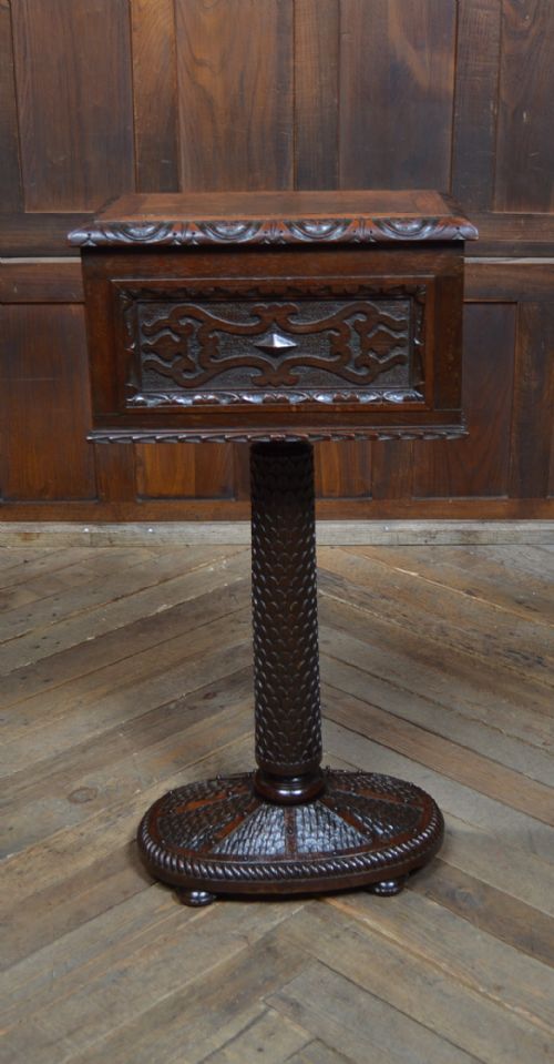 VICTORIAN OAK TEAPOY - ADDITIONAL PHOTO 5