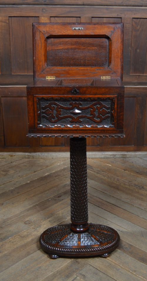 VICTORIAN OAK TEAPOY - ADDITIONAL PHOTO 6
