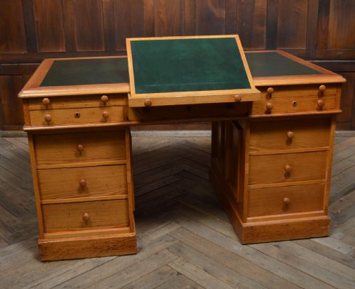 VICTORIAN SCOTTISH OAK PARTNER DESK - ADDITIONAL PHOTO 3
