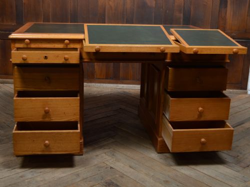 VICTORIAN SCOTTISH OAK PARTNER DESK - ADDITIONAL PHOTO 5
