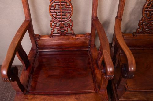 PAIR OF CHINESE HARDWOOD ARMCHAIRS - ADDITIONAL PHOTO 4