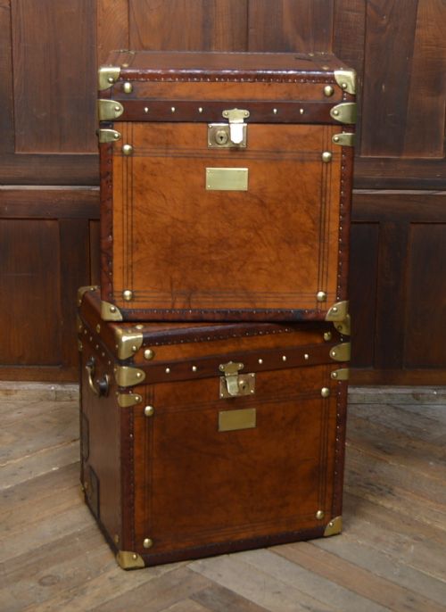 Pair of Leather Storage Trunks/boxes