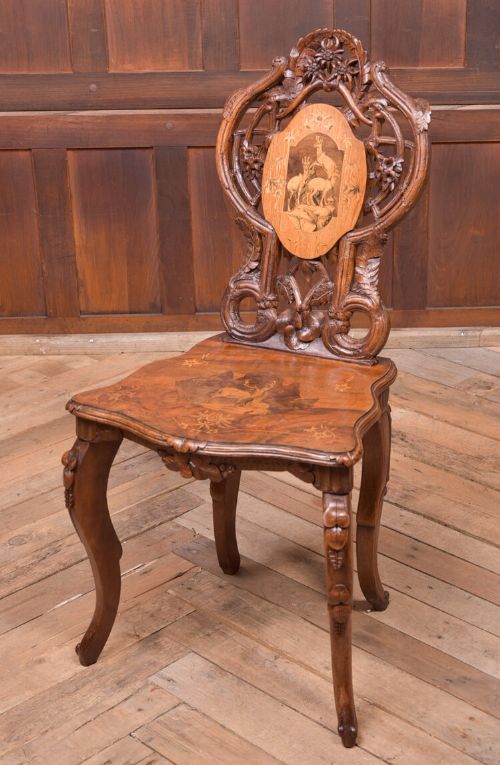 Black Forest Carved Hall Chair 