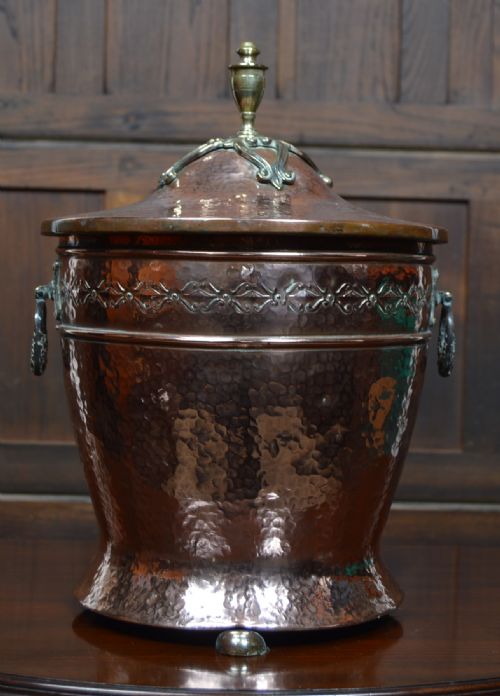 Edwardian Hand-planished Copper Bucket