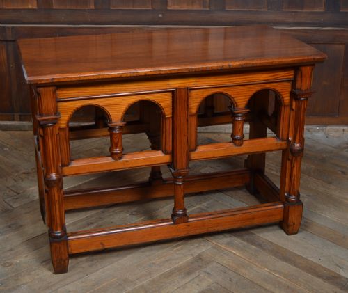 Victorian Pitch Pine Gothic Style Table