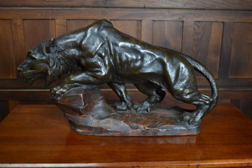 Richard Aurili Terracotta Sculpture Feline Lenonessa