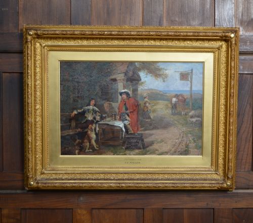 J E WALLER THE CAVALIERS REST OIL PAINTING