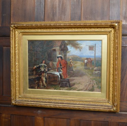 J E WALLER THE CAVALIERS REST OIL PAINTING - ADDITIONAL PHOTO 1