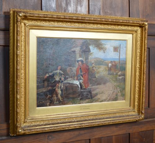 J E WALLER THE CAVALIERS REST OIL PAINTING - ADDITIONAL PHOTO 2