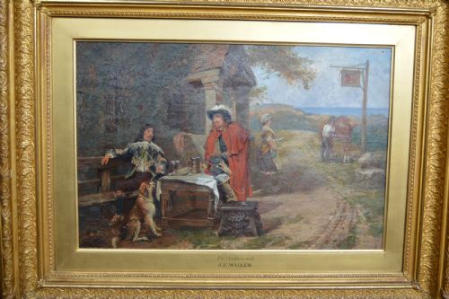J E WALLER THE CAVALIERS REST OIL PAINTING - ADDITIONAL PHOTO 3