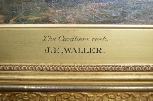 J E WALLER THE CAVALIERS REST OIL PAINTING - ADDITIONAL PHOTO 4