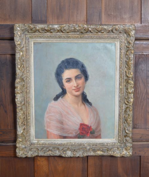 Oil on Canvas Portrait by Achille-fould