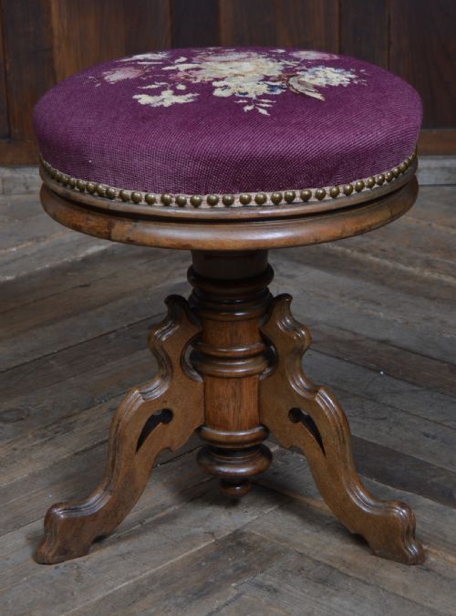 Victorian Walnut Adjustable Piano Stool