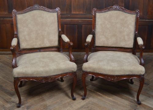 Pair of Victorian French Walnut Armchairs