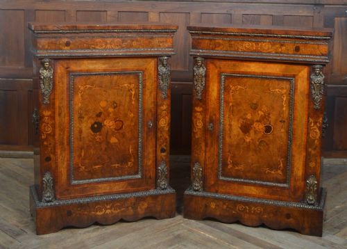Pair of Victorian Walnut Pier Cabinets