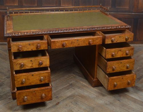 VICTORIAN OAK PEDESTAL WRITING DESK - ADDITIONAL PHOTO 6