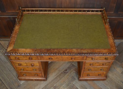 VICTORIAN OAK PEDESTAL WRITING DESK - ADDITIONAL PHOTO 8