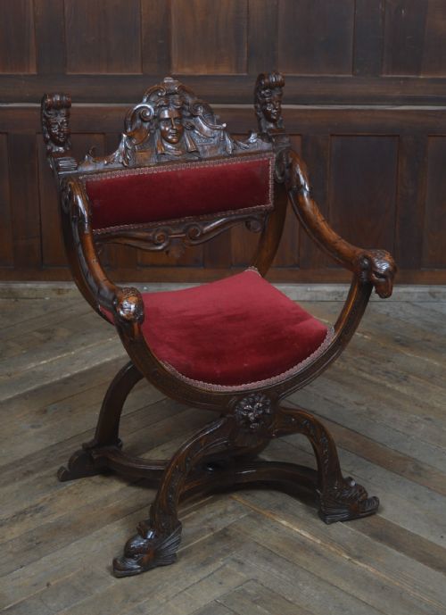 Victorian Savonarola Fruit Wood Chair