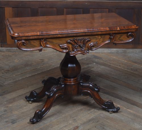 VICTORIAN ROSEWOOD FOLDOVER CARD TABLE - ADDITIONAL PHOTO 1