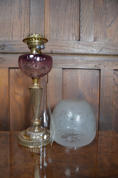 VICTORIAN YOUNG BRASS OIL PARAFFIN LAMP - ADDITIONAL PHOTO 7
