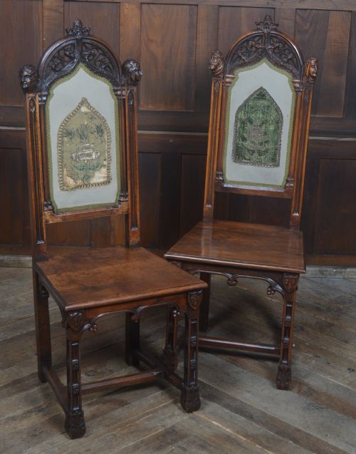 Pair of Gothic Style Victorian Chairs