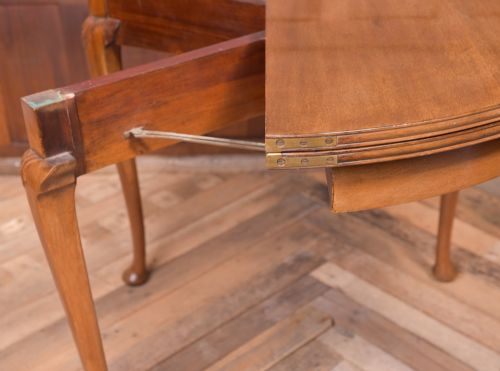 EDWARDIAN DEMILUNE MAHOGANY FOLD OVER TEA TABLE - ADDITIONAL PHOTO 12