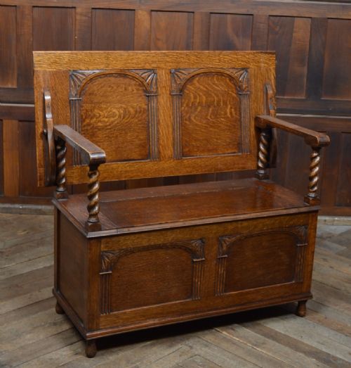 Edwardian Monk's Bench/ Hall Seat/ Settle
