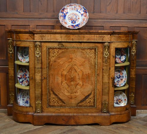 victorian walnut credenza display cabinet - CATEGORY: ANTIQUE SIDEBOARDS - DATED VICTORIAN