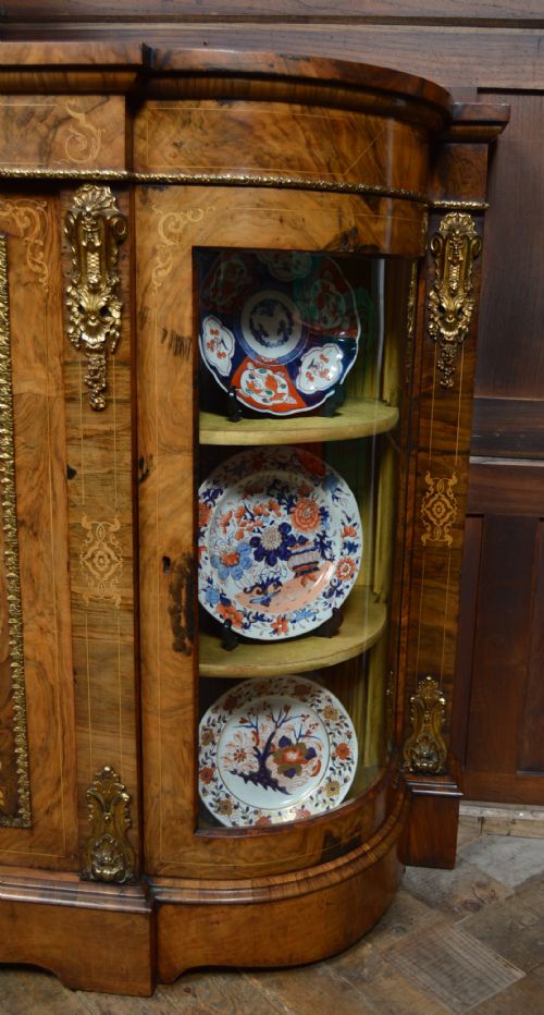 VICTORIAN WALNUT CREDENZA DISPLAY CABINET - ADDITIONAL PHOTO 2