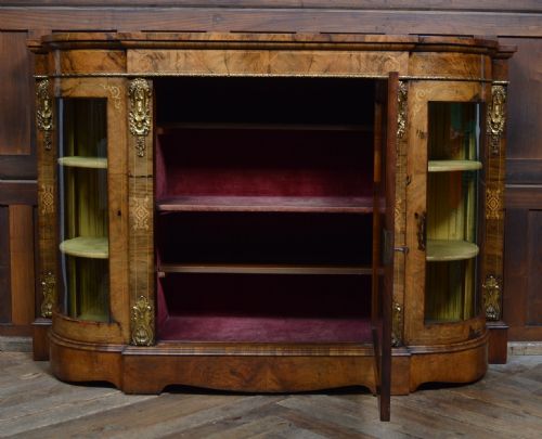VICTORIAN WALNUT CREDENZA DISPLAY CABINET - ADDITIONAL PHOTO 11