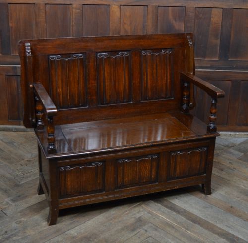 Edwardian Monk’s Bench / Hall Seat / Settle