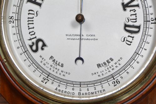 MASON SONS MAHOGANY ANEROID BAROMETER - ADDITIONAL PHOTO 4