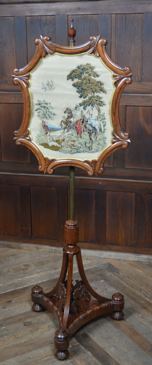 VICTORIAN ROSEWOOD POLE SCREEN - ADDITIONAL PHOTO 2
